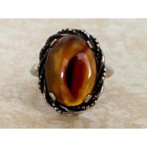 Vintage Sterling Silver Clark & Coombs Agate Ring , Plum Agate , Size 4 1/2